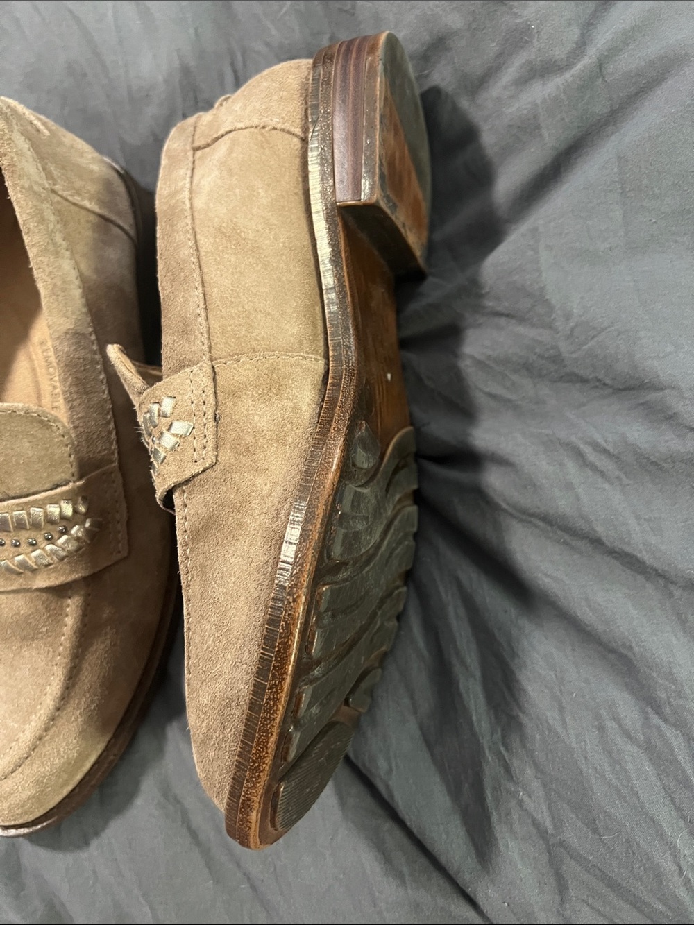 Brioso Taupe Suede Beaded Loafers - Picture 2 of 2